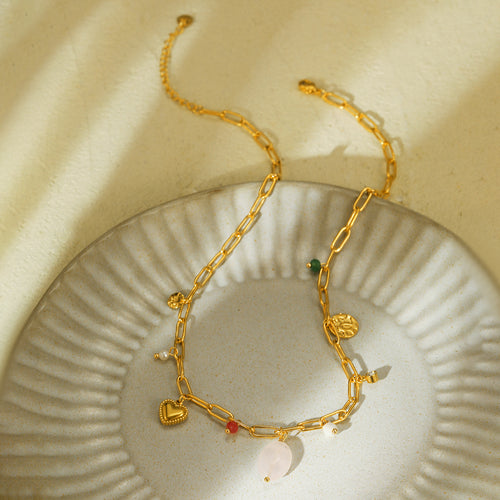 Natural Stone Beaded Pearl Necklace Trendy Necklace