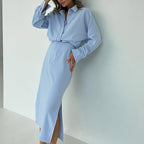 Cotton Cardigan & Split Skirt Set