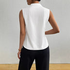 V-Neck Slim Fit Textured Short Sleeve Top
