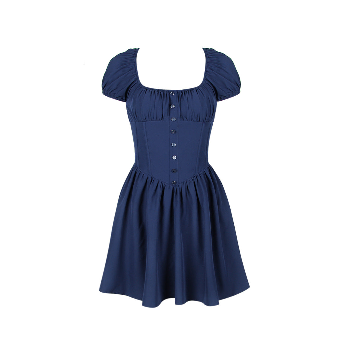 Sweet Spicy Women Dress Boning Corset Slim Fit Puff Sleeve Square Collar Dress Wom