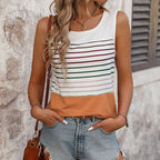 Summer Women Contrast Color Striped Vest For Women