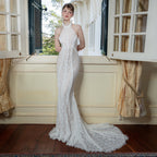 Women's Chinese Retro Morning Gowns Bridal Wedding Toast Dress White Cheongsam Slim Fit