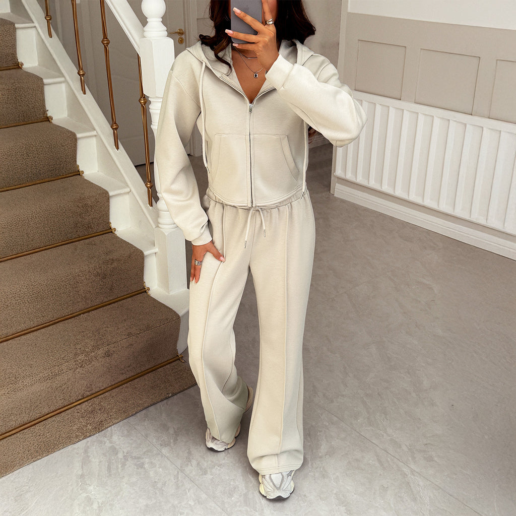 Autumn Winter Casual Holiday Even Coat Cap Pants Set