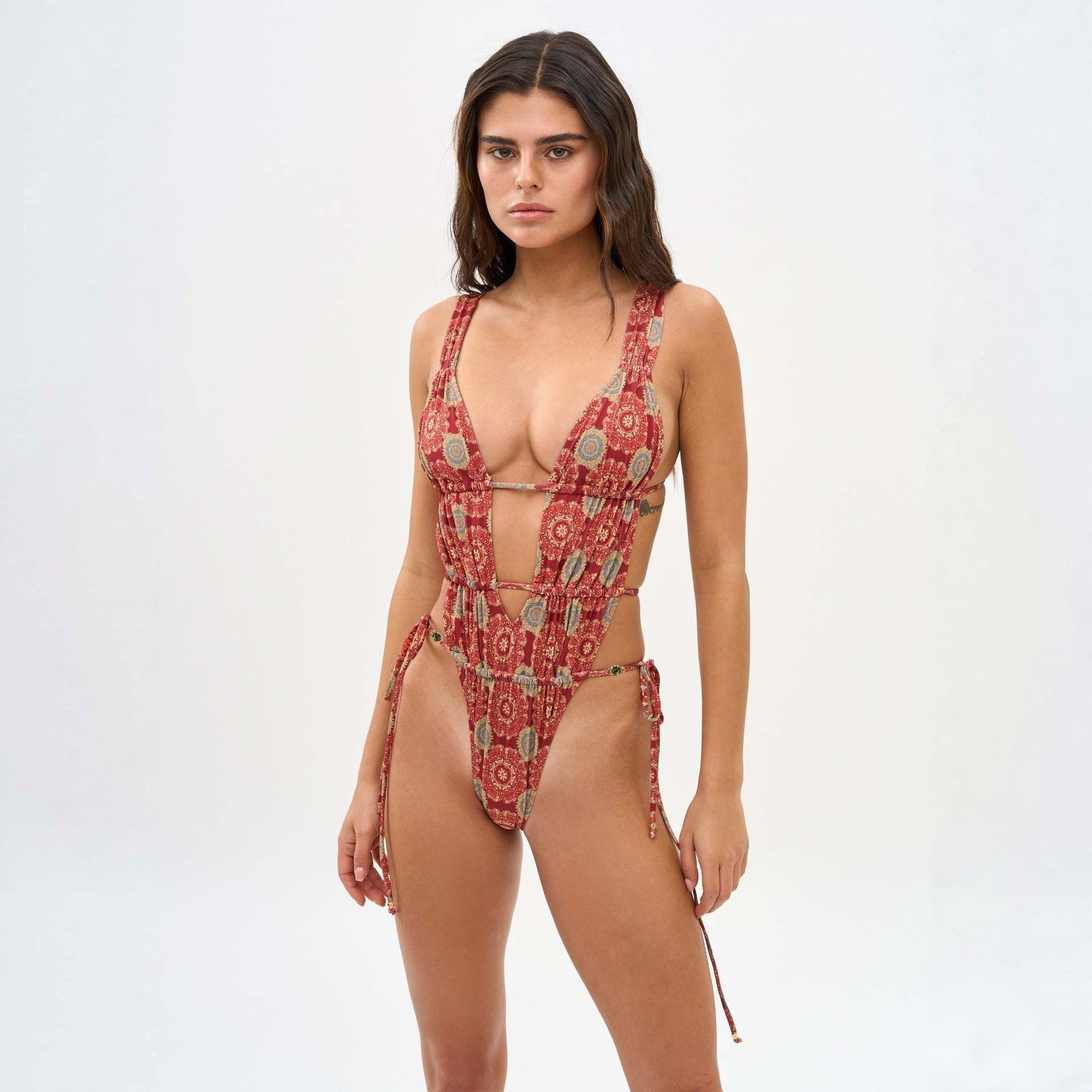 Printed Lace One-piece Swimwear