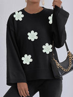 Black Top 5 White Flower Beads