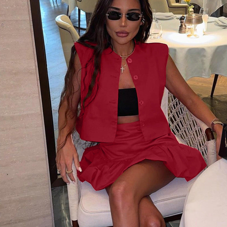 Women's Sleeveless Top and Fishtail Skirt Two-Piece Set