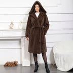 Women's Autumn Winter Environmental Protection Faux Fur Coat Long