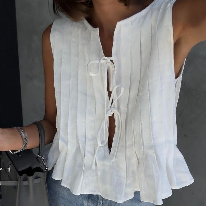 Women's Spring Summer Best Women Clothes Lace Up Cotton Linen Women Shirt