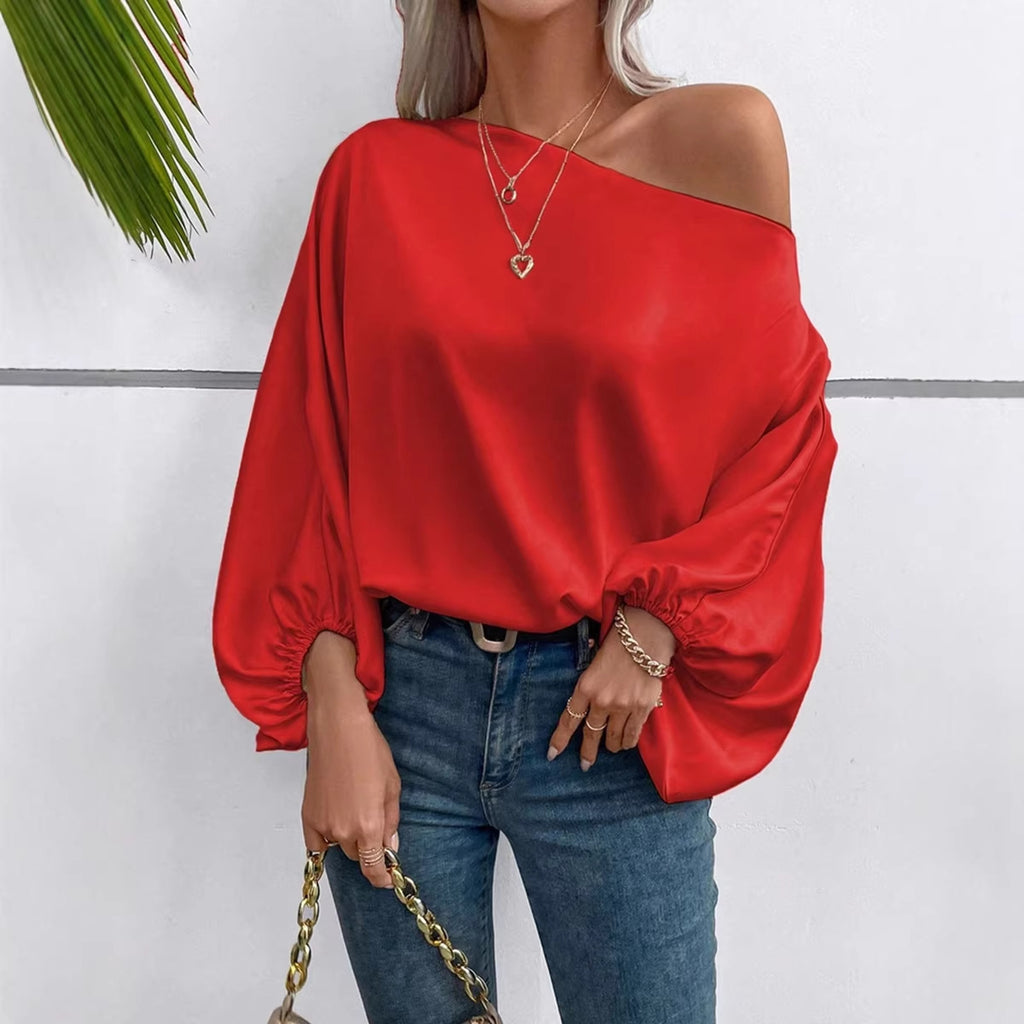 Women's Satin Off Shoulder Top