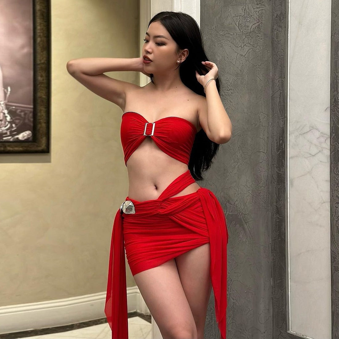 Spring Women Sexy Tube Top Cropped Tank Top Irregular Asym