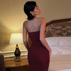 Women's Strapless Lurex Bodycon Dress