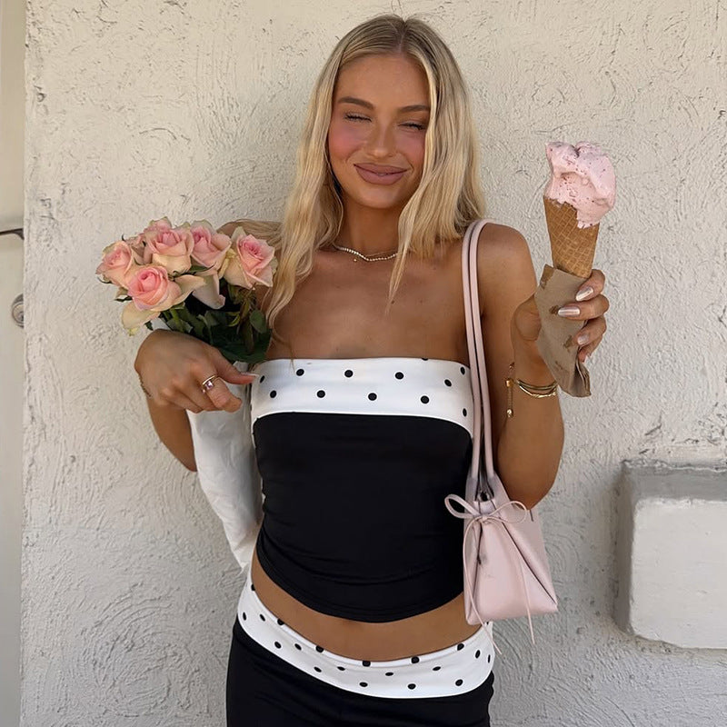 Women Clothing Summer Arrival Fashionable Polka Dot Slim