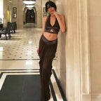 Women's Ruffled Cropped Top And Skirt Two-Piece Set