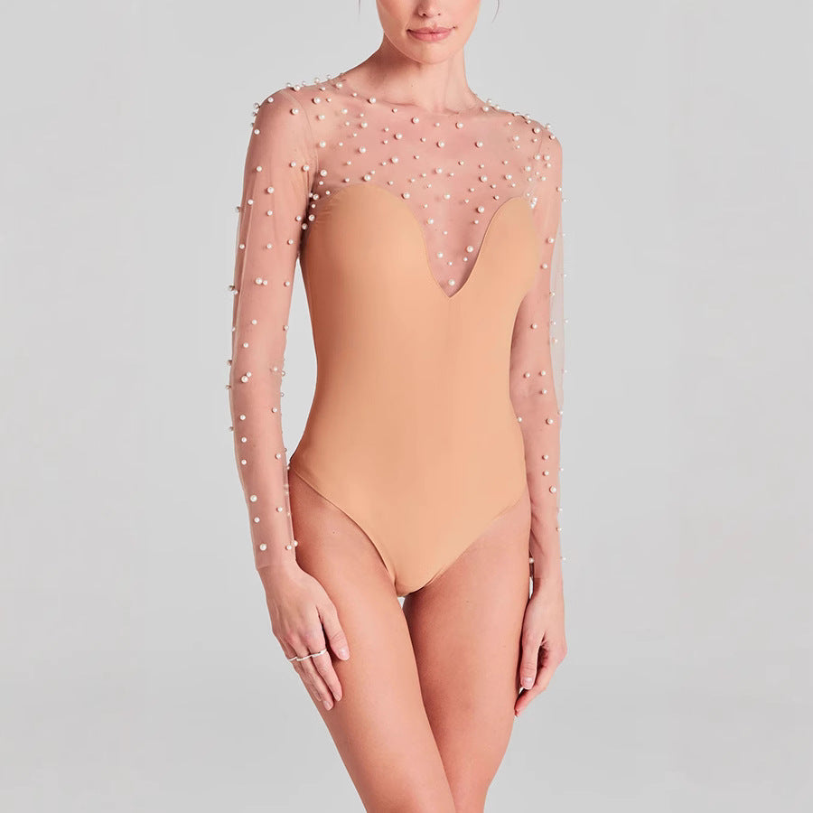 Beaded Lace Long Sleeve Jumpsuit