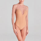 Beaded Lace Long Sleeve Jumpsuit
