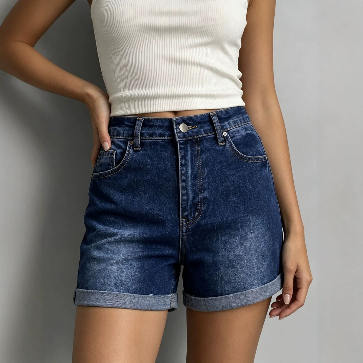 Women's High-Waist Denim Shorts
