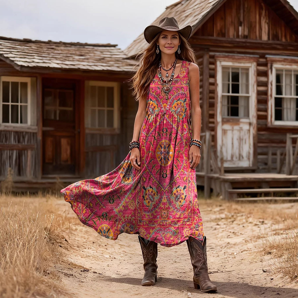 Women's Vintage Bohemian Printed Dress