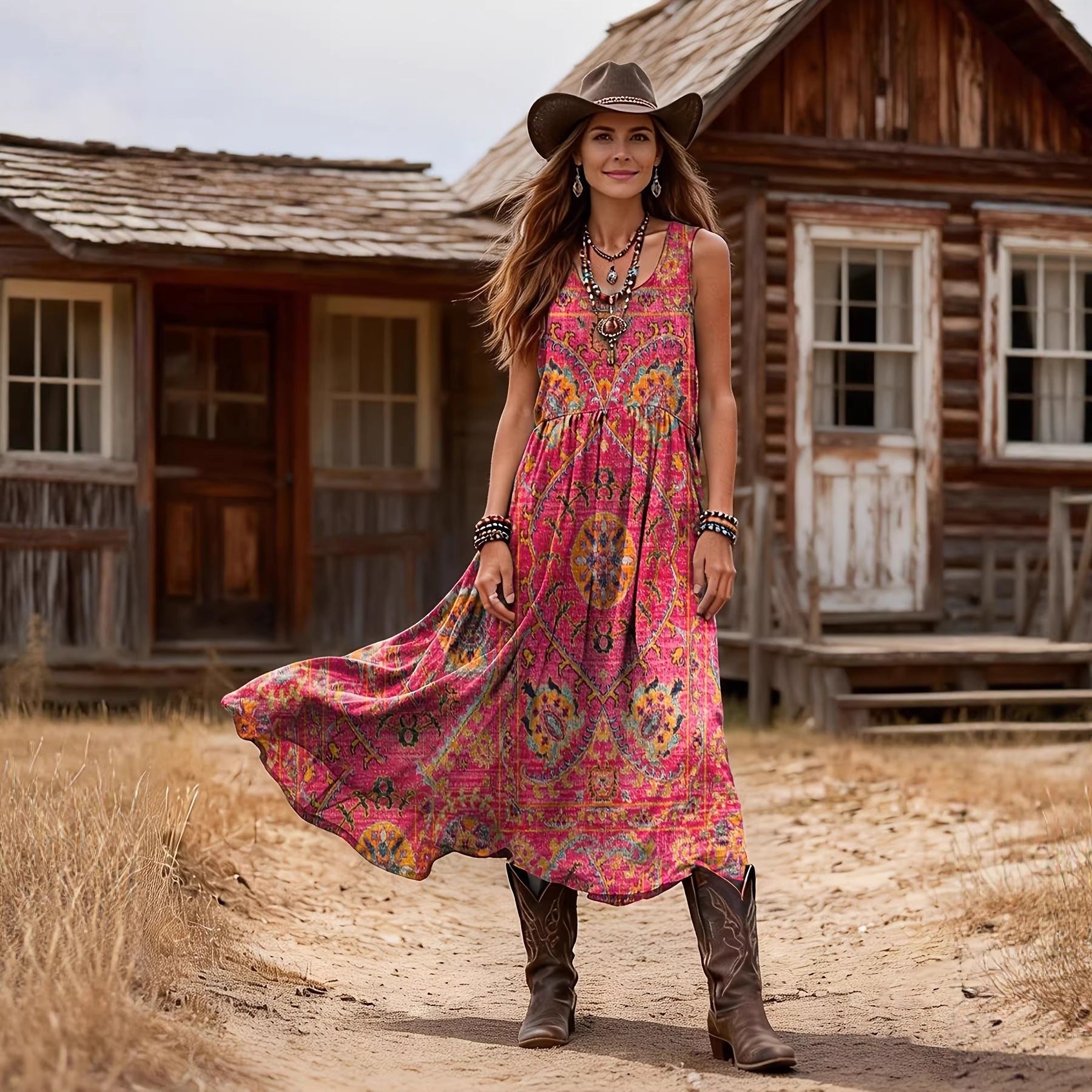 Women's Vintage Bohemian Printed Dress
