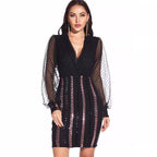 Women's Slim Mesh Stitching Sequ Dress