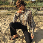 Snakeskin Print Long Sleeve Bodysuit