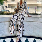 Autumn Long Sleeve Printed Loose Mid Length Holiday Dress