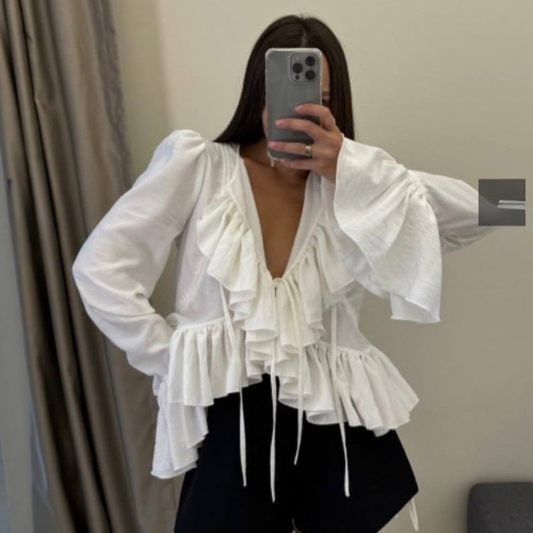 Color-Block Doll-Collar Shirt