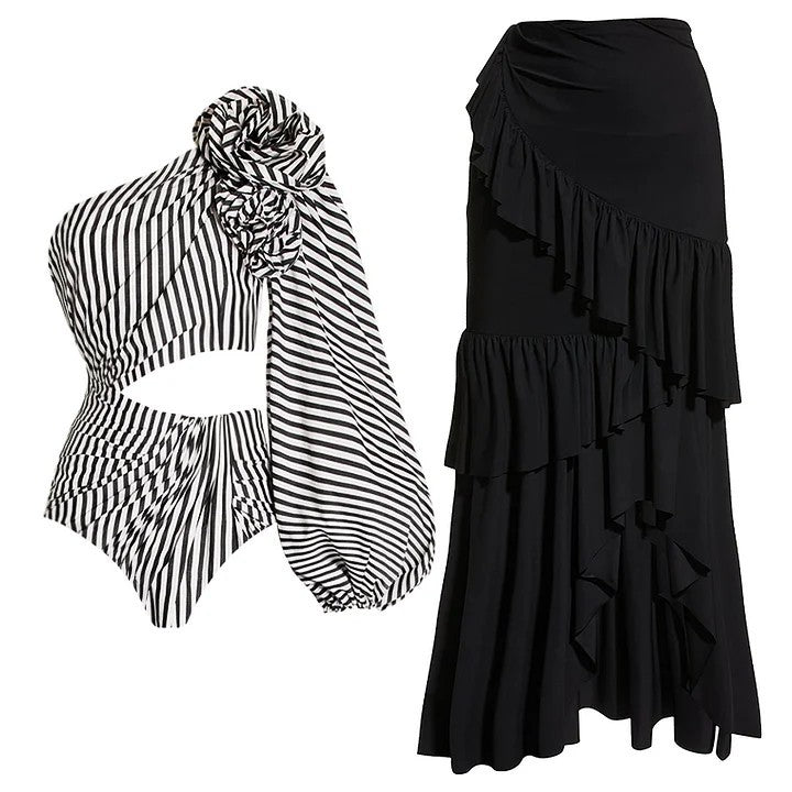 Pleated Ruffled One-piece Swimwear