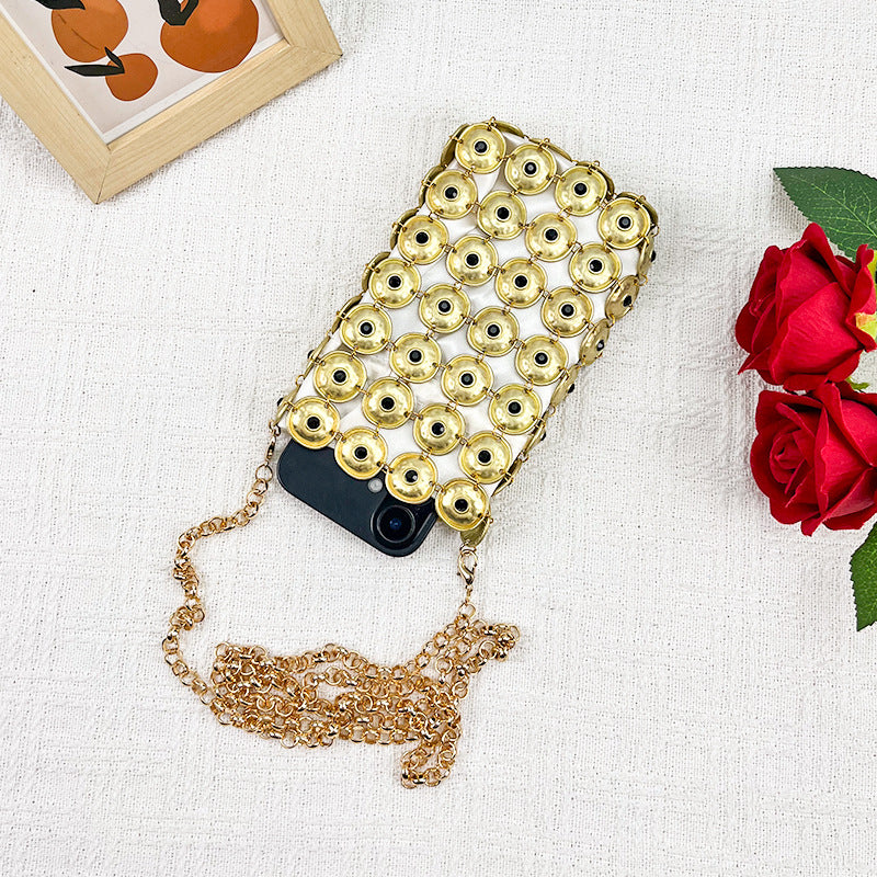 Women's Gold Beaded Crossbody Bag