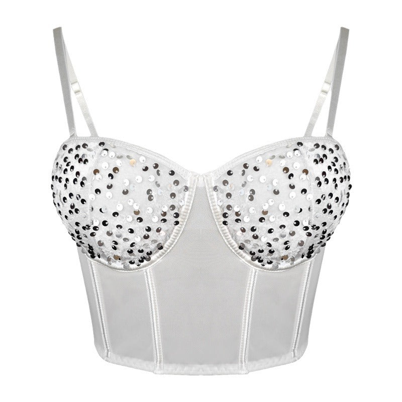 's Mesh Breathable Steel Ring Boning Corset Sequ Corset With