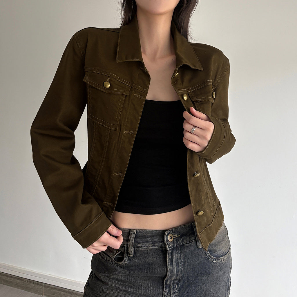 Women's Fitted Denim Button Jacket