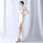 Women's Beaded Sheer Formal Evening Dress