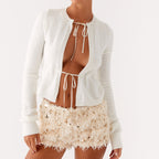 Summer Women Solid Color Slim Fit Furry Sequ Sequ Sexy Low