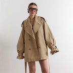 Women's Belted Double-Breasted Trench Coat