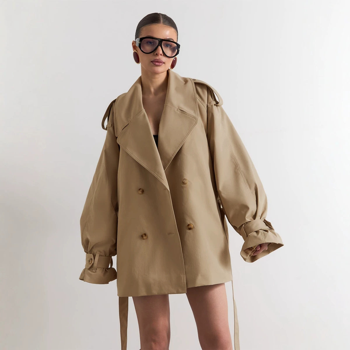 Women's Belted Double-Breasted Trench Coat