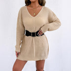 Deep V Neck Sweater Dress