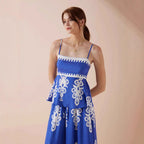Summer Ethnic Slim Fit Backless Suspender Two Piece Sets