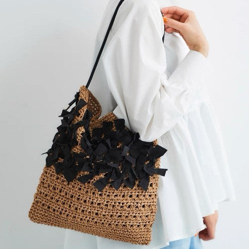 Shoulder Straw Bag Hollow Out Cutout Straw Bag Woven Bag Seaside Beach