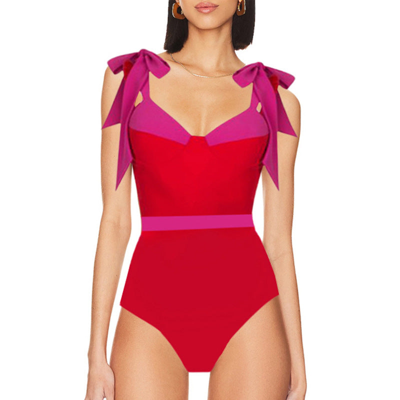 Solid Color One-piece Swimwear