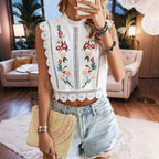 Women's Lace Embroidered Chiffon Sleeveless Top
