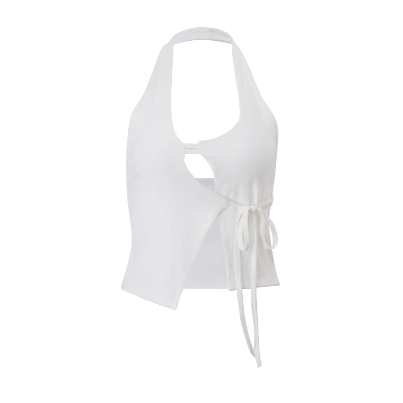Backless Lace Up Cardigan Halter Design Vest Top