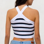 Women's Striped Halter Knitted Tube Top