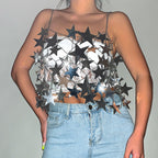 Women's Creative Star Sequ Hollow Out Cutout Bikini