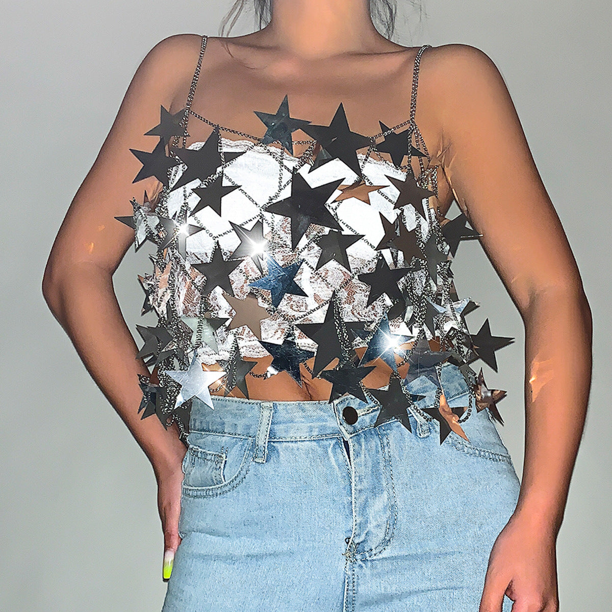 Women's Creative Star Sequ Hollow Out Cutout Bikini