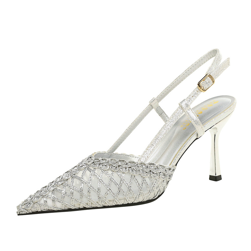 Women's Pointed-Toe Mesh Ankle-Strap Sandals