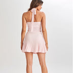 Women's Spring Halter Backless High Vest and Skirt Two-Piece Set