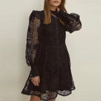 Women's Embroidered Lace Jacquard A-Line Dress
