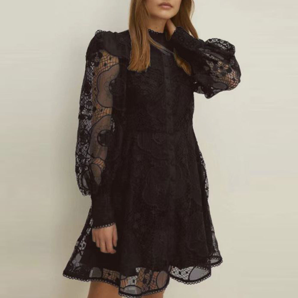 Women's Embroidered Lace Jacquard A-Line Dress