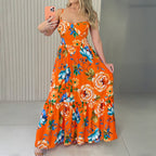 Strappy Dress Floral Printed Graceful Fashionable