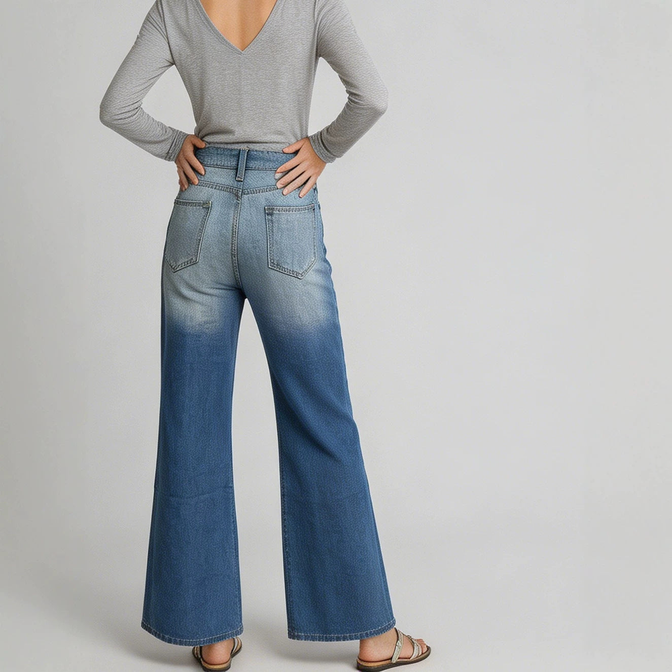 Washed Straight All Matching Slimming Draping Office Women