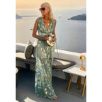 Women's V-Neck Bronzing Maxi Dress